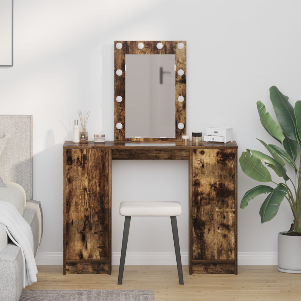 Produktbild för Smyckebord med lagring Brun 102 x 33 x 135 cm Konstruerat trä