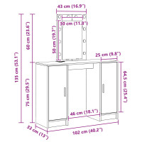 Produktbild för Smyckebord med lagring Brun 102 x 33 x 135 cm Konstruerat trä