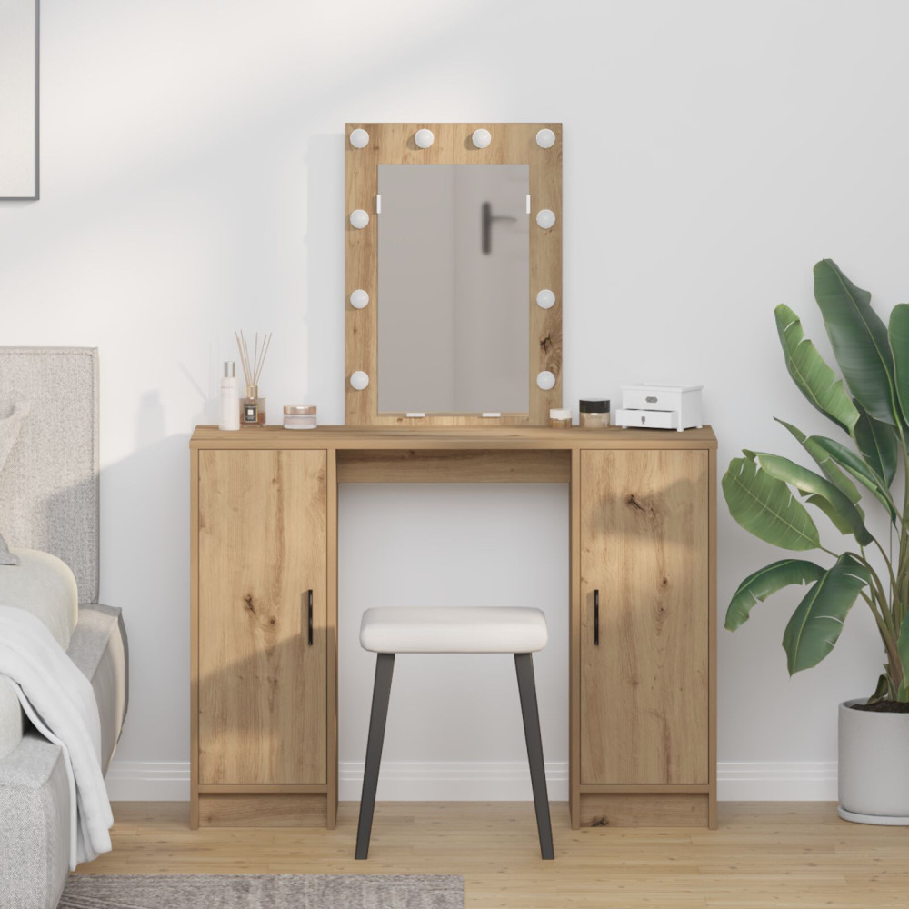 Produktbild för Smyckebord med lagring Brun 102 x 33 x 135 cm Konstruerat trä