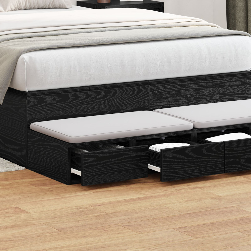 Produktbild för Sänglådor Svart Ek 120 x 36,5 x 16,5 cm Konstruerat trä