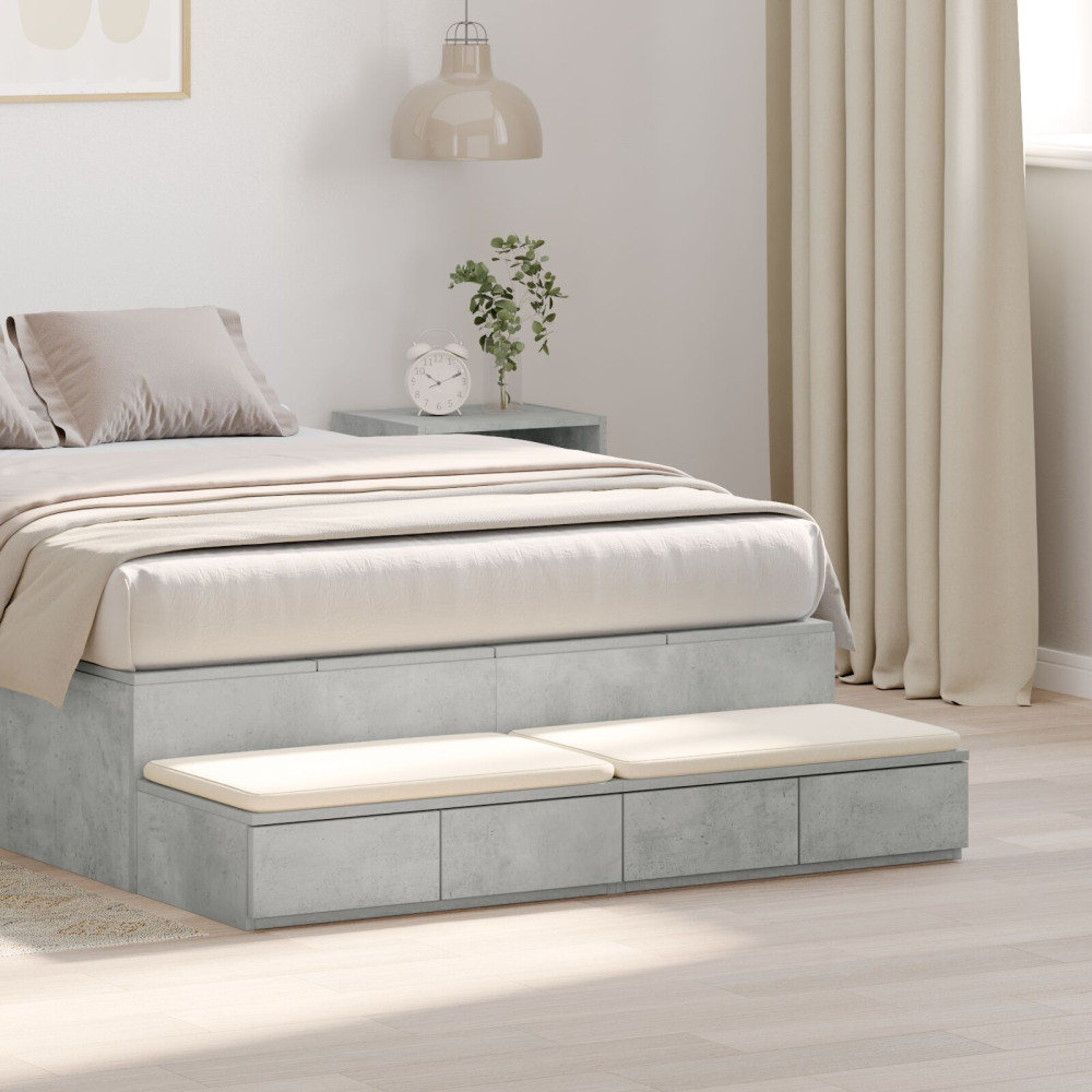 Produktbild för Sänglådor Betonggrå 120 x 36,5 x 16,5 cm Konstruerat trä