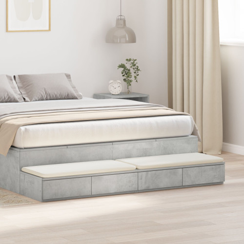 vidaXL Sänglådor Betonggrå 140 x 36,5 x 16,5 cm Konstruerat trä
