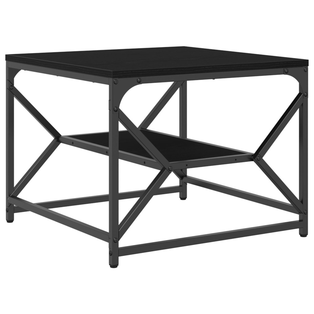 Produktbild för Kaffeebord Svart Ek 51 x 50 x 40 cm Konstruerat trä och stål