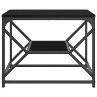 Produktbild för Kaffeebord Svart Ek 51 x 50 x 40 cm Konstruerat trä och stål