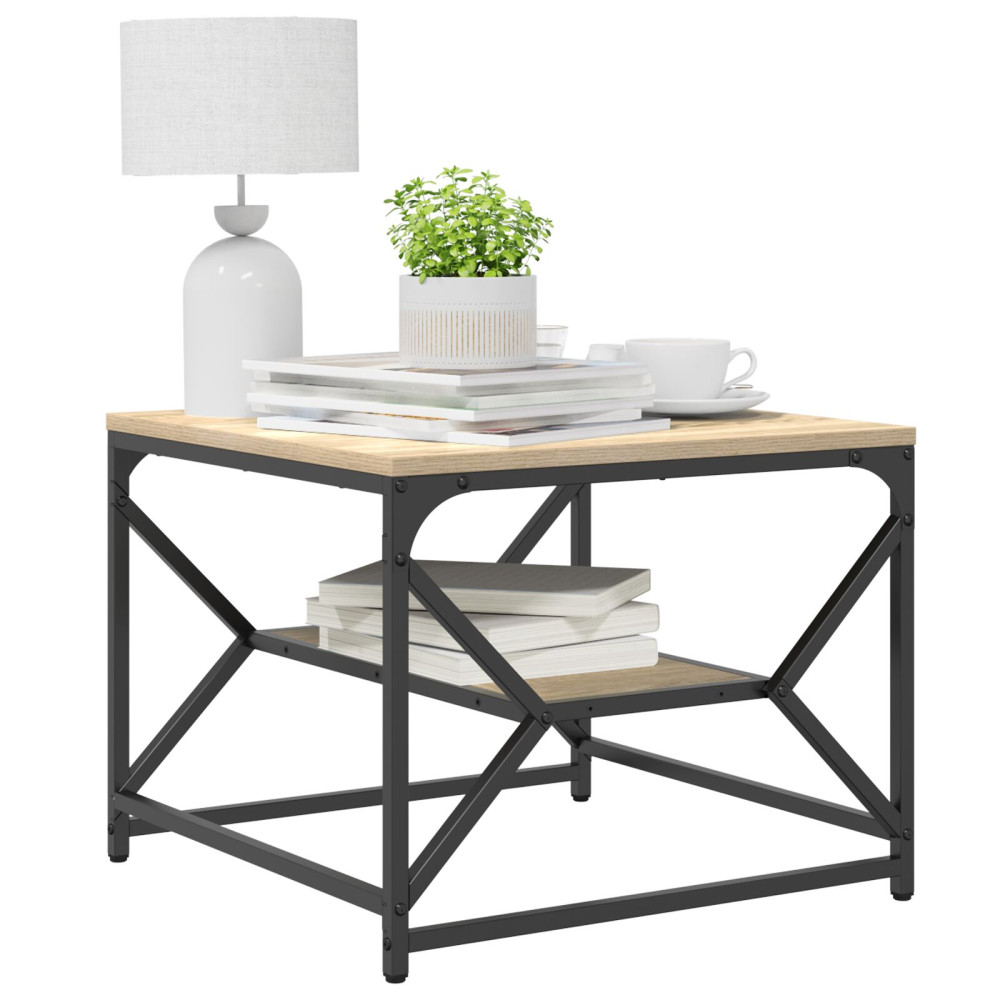 Produktbild för Kaffeebord Sonoma-ek 51 x 50 x 40 cm Konstruerat trä och stål