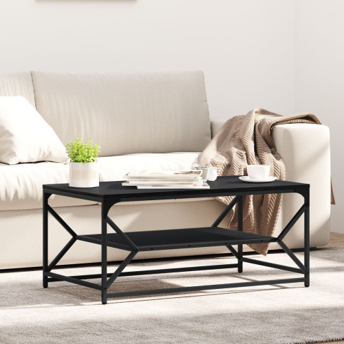 vidaXL Kaffeebord Svart Ek 90 x 50 x 40 cm Konstruerat trä och stål
