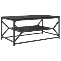 Produktbild för Kaffeebord Svart Ek 90 x 50 x 40 cm Konstruerat trä och stål
