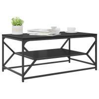 Produktbild för Kaffeebord Svart Ek 90 x 50 x 40 cm Konstruerat trä och stål
