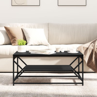 Produktbild för Kaffeebord Svart Ek 90 x 50 x 40 cm Konstruerat trä och stål