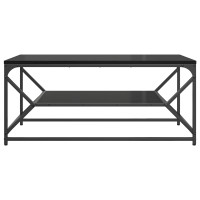 Produktbild för Kaffeebord Svart Ek 90 x 50 x 40 cm Konstruerat trä och stål