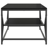 Produktbild för Kaffeebord Svart Ek 90 x 50 x 40 cm Konstruerat trä och stål