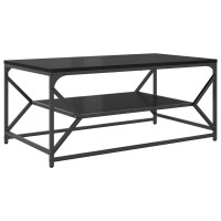 Produktbild för Kaffeebord Svart Ek 90 x 50 x 40 cm Konstruerat trä och stål