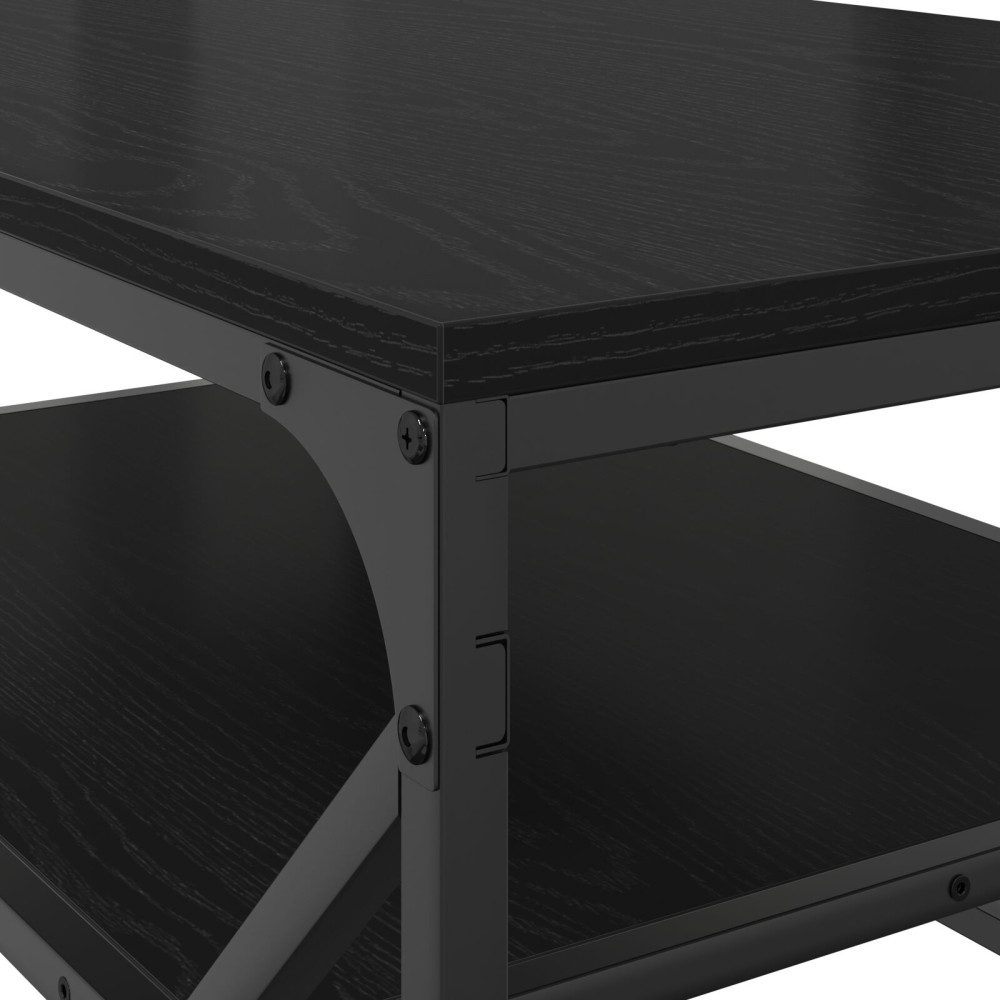 Produktbild för Kaffeebord Svart Ek 90 x 50 x 40 cm Konstruerat trä och stål