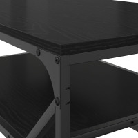 Produktbild för Kaffeebord Svart Ek 90 x 50 x 40 cm Konstruerat trä och stål