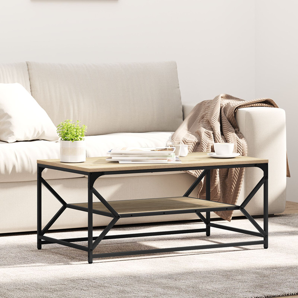 Produktbild för Kaffeebord Sonoma-ek 90 x 50 x 40 cm Konstruerat trä och stål