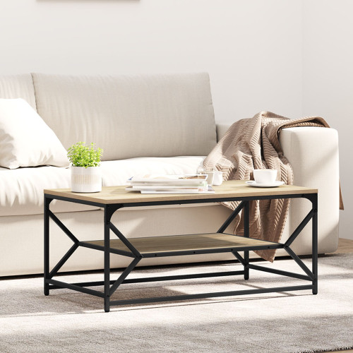 vidaXL Kaffeebord Sonoma-ek 90 x 50 x 40 cm Konstruerat trä och stål