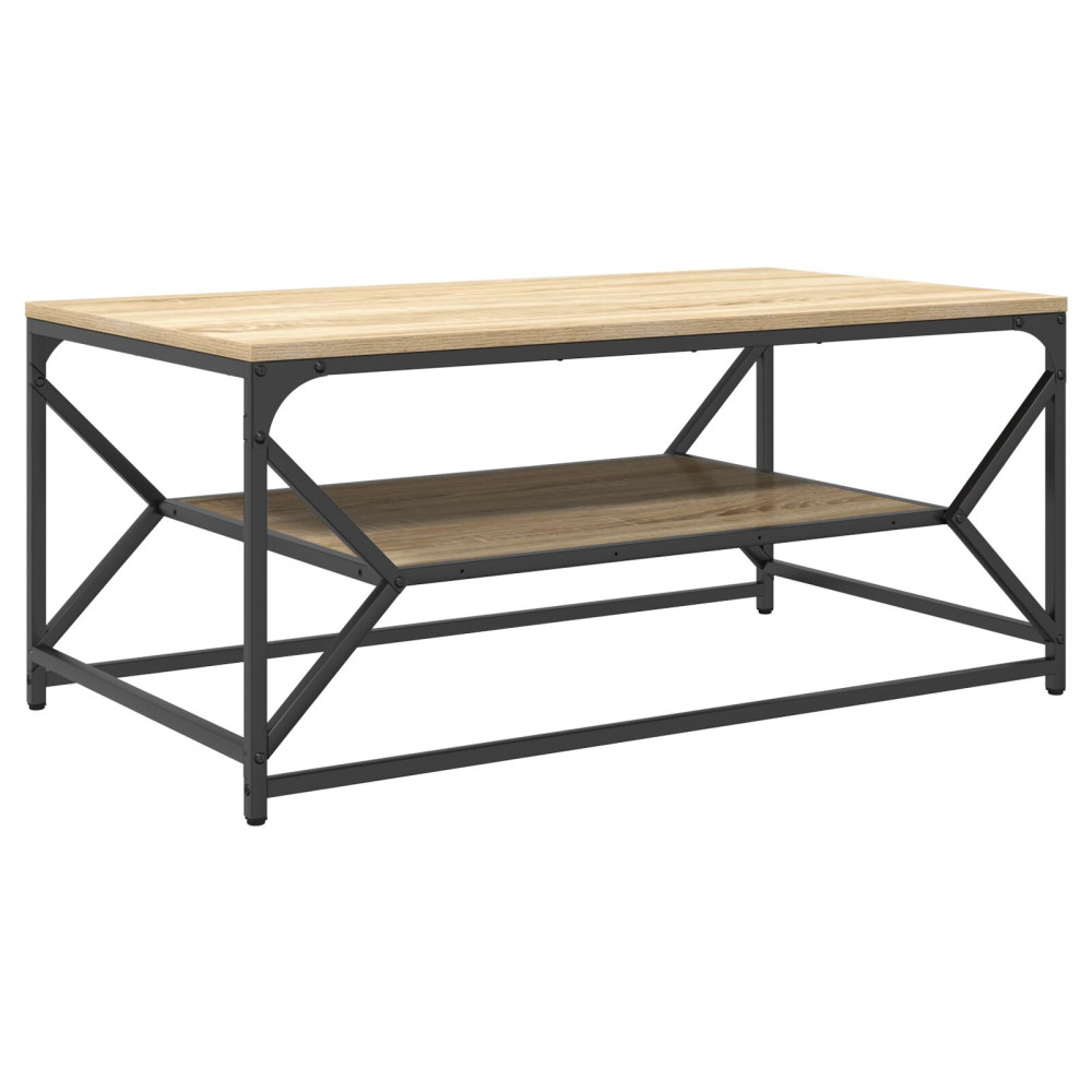 Produktbild för Kaffeebord Sonoma-ek 90 x 50 x 40 cm Konstruerat trä och stål
