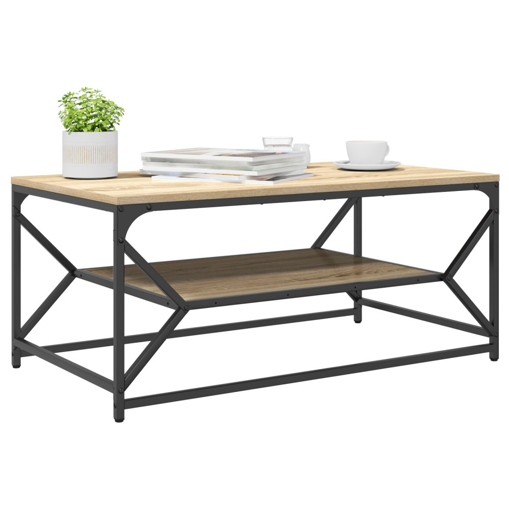 Produktbild för Kaffeebord Sonoma-ek 90 x 50 x 40 cm Konstruerat trä och stål