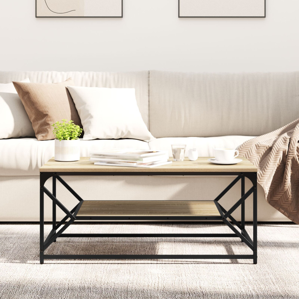 Produktbild för Kaffeebord Sonoma-ek 90 x 50 x 40 cm Konstruerat trä och stål