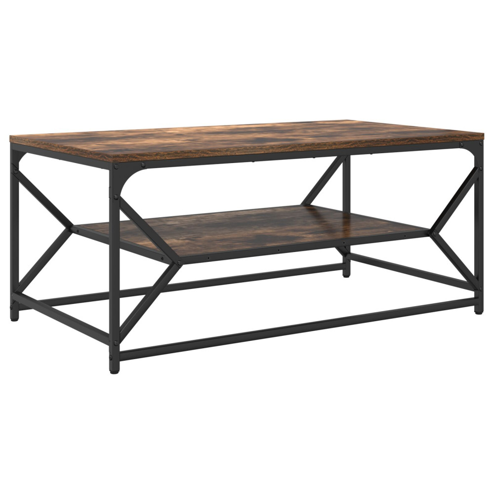 Produktbild för Kaffeebord Rökt ek 90 x 50 x 40 cm Konstruerat trä och stål
