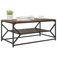 Produktbild för Kaffeebord Rökt ek 90 x 50 x 40 cm Konstruerat trä och stål