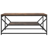 Produktbild för Kaffeebord Rökt ek 90 x 50 x 40 cm Konstruerat trä och stål
