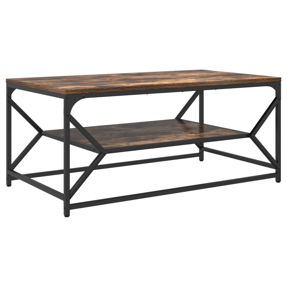 Produktbild för Kaffeebord Rökt ek 90 x 50 x 40 cm Konstruerat trä och stål