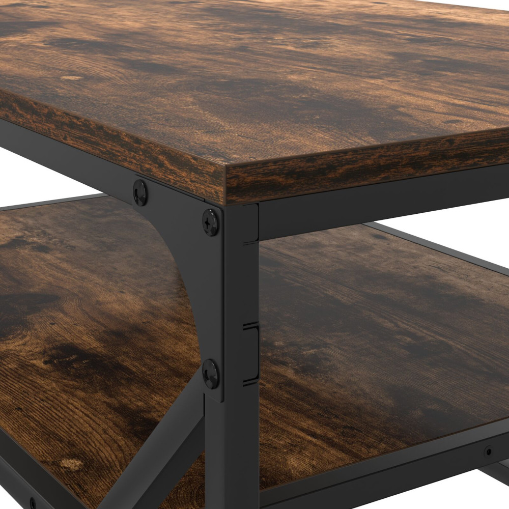 Produktbild för Kaffeebord Rökt ek 90 x 50 x 40 cm Konstruerat trä och stål