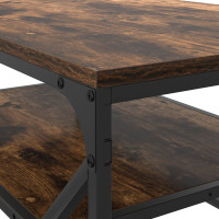 Produktbild för Kaffeebord Rökt ek 90 x 50 x 40 cm Konstruerat trä och stål