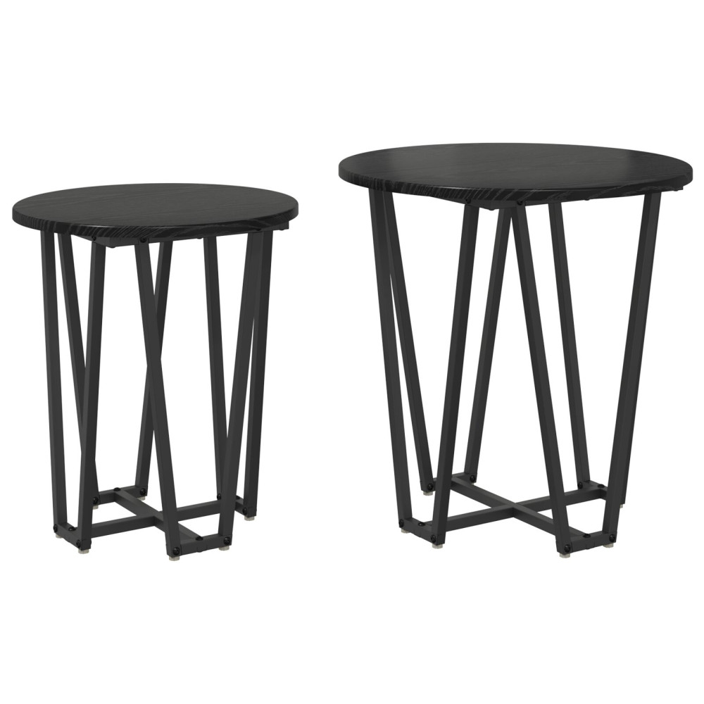 Produktbild för Sidobordsset 2 pcs Svart Ek