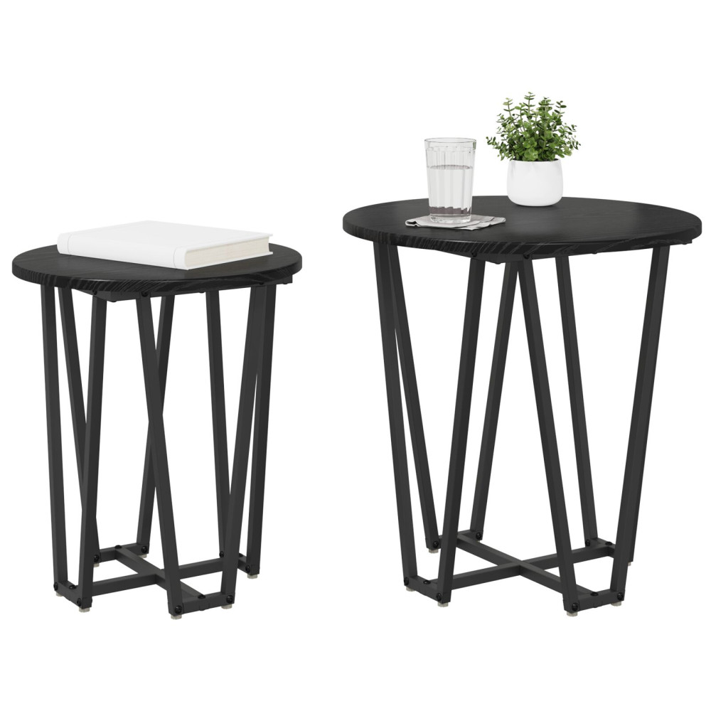 Produktbild för Sidobordsset 2 pcs Svart Ek