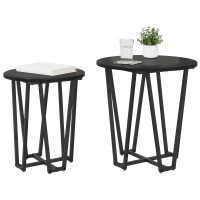 Produktbild för Sidobordsset 2 pcs Svart Ek