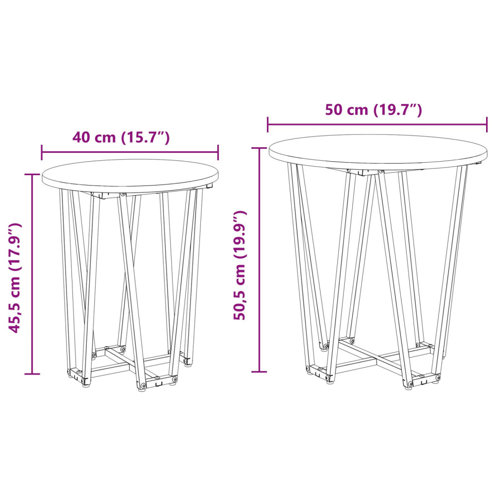 Produktbild för Sidobordsset 2 pcs Svart Ek