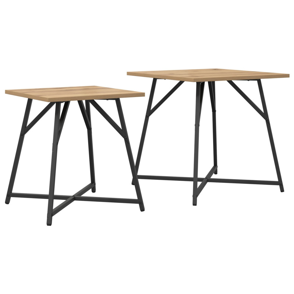 Produktbild för Sidobordsset 2 pcs Artisan Ek och Svart