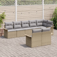 Produktbild för Trädgårdsoffset med kudde 8 pcs Beige konstrotting