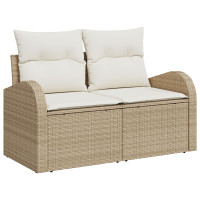 Produktbild för Trädgårdsoffset med kudde 9 pcs Beige Poly rattan