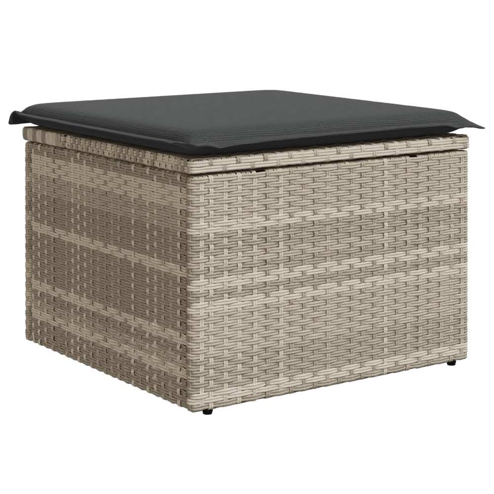 Produktbild för Trädgårdsoffset med kudde 9 pcs Ljusgrå Poly rattan