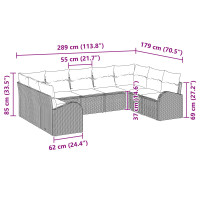 Produktbild för Soffset med kudde 9 pcs Svart Poly Rattan