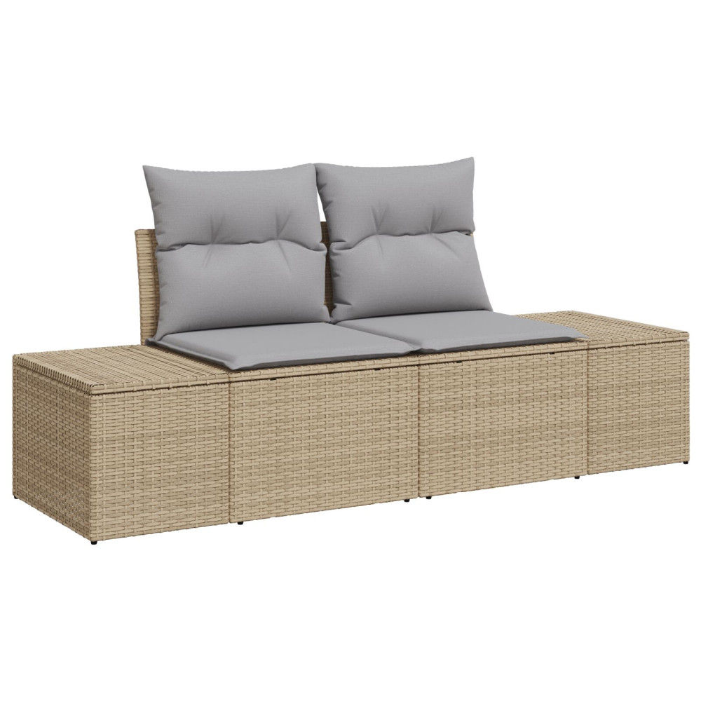 Produktbild för Trädgårdsoffset med kudde 8 pcs Beige konstrotting