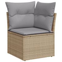 Produktbild för Trädgårdsoffset med kudde 8 pcs Beige konstrotting