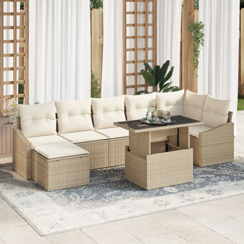 Produktbild för Trädgårdsoffset 8 pcs Beige och gräddfärgad konstrotting