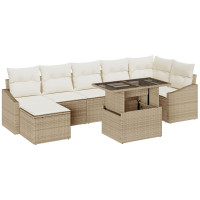 Produktbild för Trädgårdsoffset 8 pcs Beige och gräddfärgad konstrotting