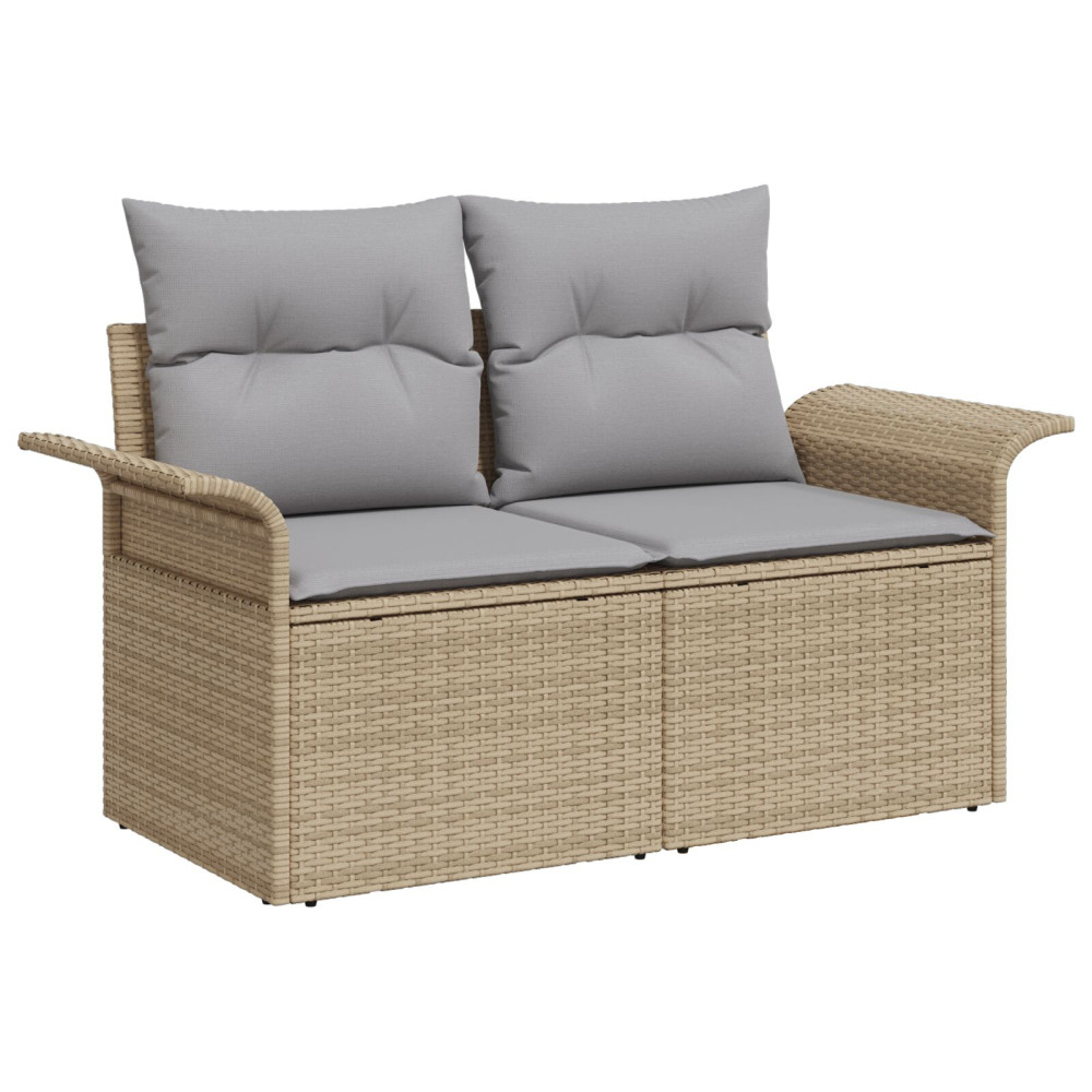 Produktbild för Trädgårdsoffset med kudde 5 pcs Beige och Ljusgrå konstrotting