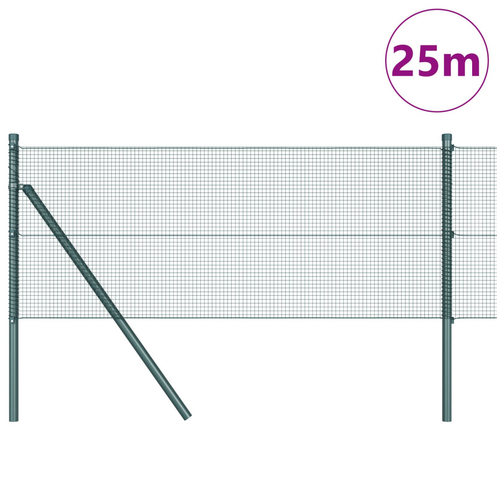 Produktbild för Svetsat trådgaller markfäste 25 x 0,5 m PVC-belagda stål Grön