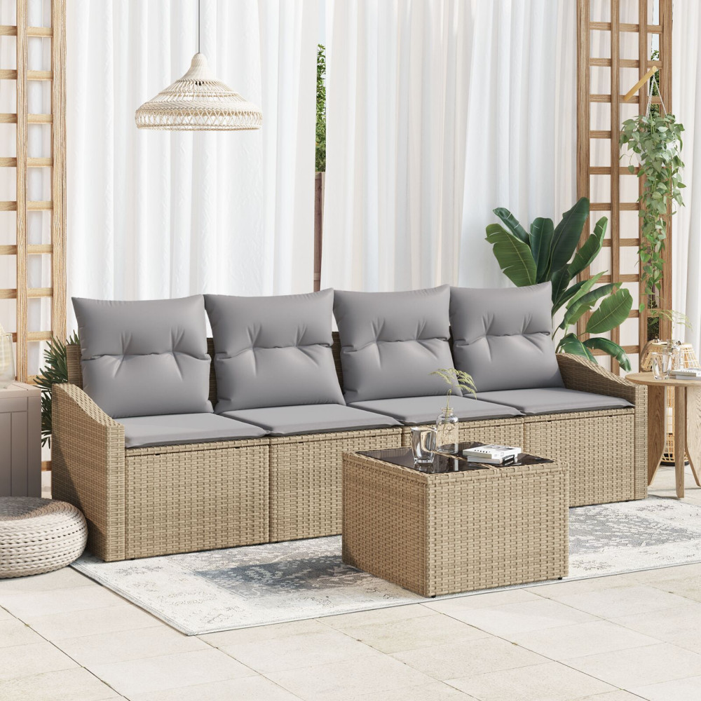 Produktbild för Soffset med kudde med lagring 5 pcs Beige och Grå konstrotting