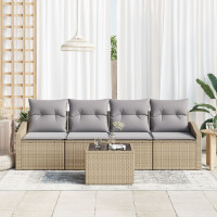 Produktbild för Soffset med kudde med lagring 5 pcs Beige och Grå konstrotting