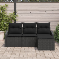 Produktbild för Soffset med kudde med lagring 4 pcs Svart konstrotting