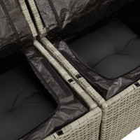 Produktbild för Trädgårdsoffset med kudde 8 pcs Ljusgrå konstrotting