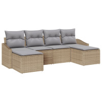 Produktbild för Trädgårdsmöbelset med kudde med lagring 6 pcs Beige och Ljusgrå