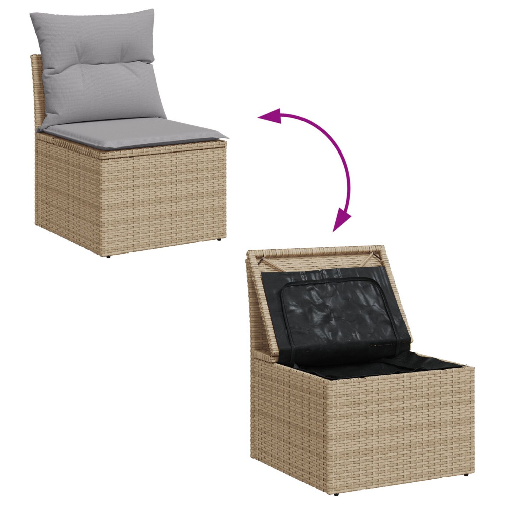 Produktbild för Trädgårdsmöbelset med kudde med lagring 6 pcs Beige och Ljusgrå